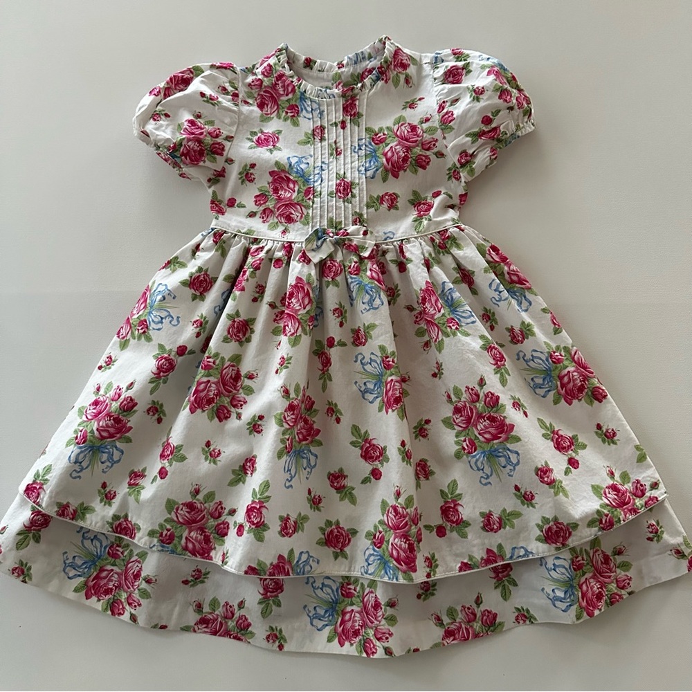 Plum Pudding Vintage Girls 5 Floral Party Dress Spring Summer USA made Pink